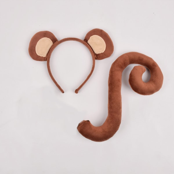 Monkey Kostym Set Monkey Ears Svans Plysch Djur Fancy Kostym Kit Tillbehör för barn Halloween Cosplay Tillbehör