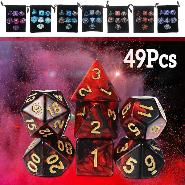 49PCS polyedriska tärningar Set för Dungeons & Dragons Dice Desktop RPG-spel