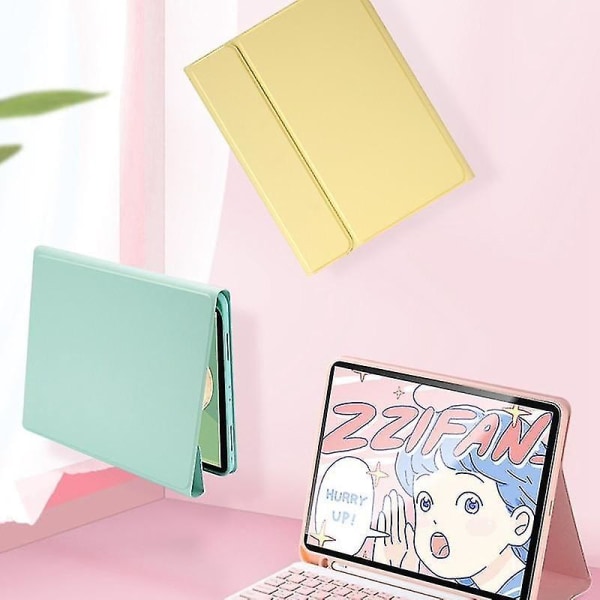 Qwert Trådlöst tangentbord för IPad Pro 11 Tangentbord med pekplatta för Candy Color Läder (rosa)