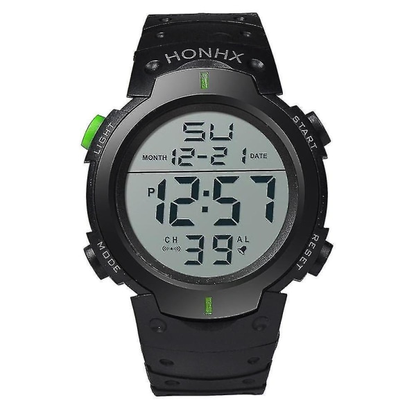 Mode, vattentät, digitalt LCD-stoppur Date Gummi Watch（Blå）
