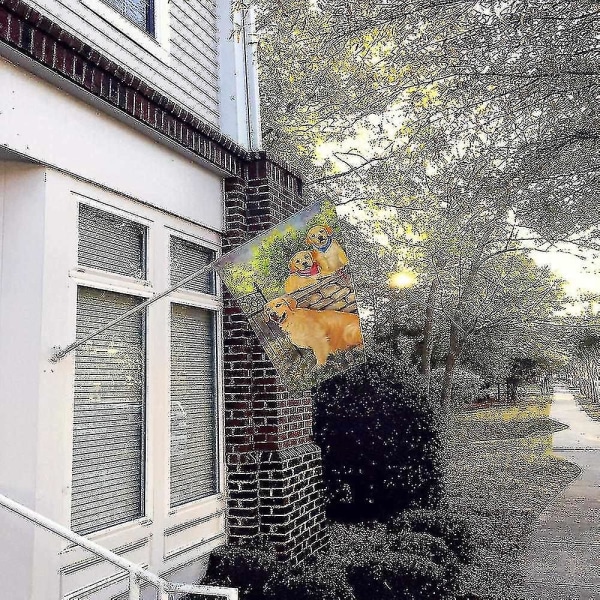 Golden Retriever vid porten Flagga Canvas House Storlek