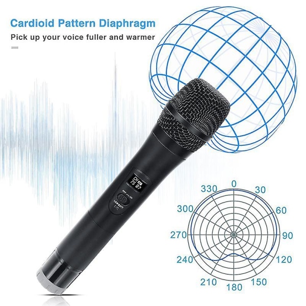 Professionell UHF dubbel trådlös handhållen karaokemikrofon med 3,5 mm mottagare