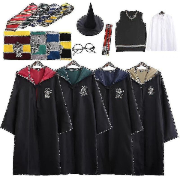 7st/ set för Harry Potter Magic Wizard Fancy Dress Cape Cloak Hogwarts skoldräkt tie