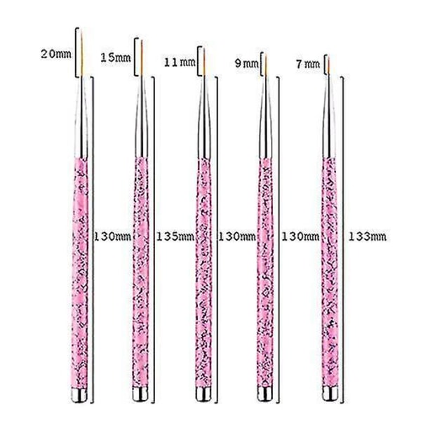 5 st Nail Art Liner Borstar, Professionell Uv Gel Målning Nail Art Design Pensel Pen Set Nail Art Po