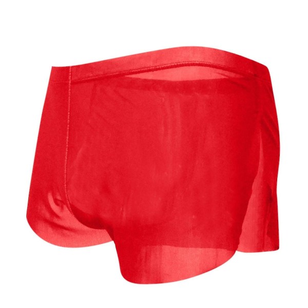 Herrunderkläder Byxor Runda trepunktsbyxor Hem Silkeslena herrshorts Red