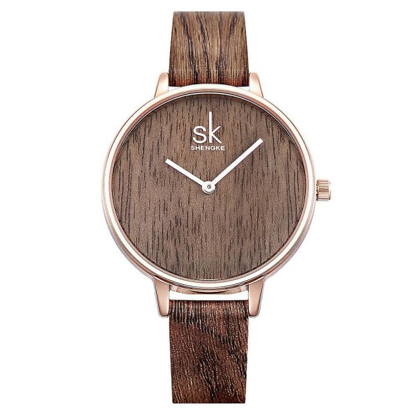 SK K0078 Kreativa watch för kvinnor Enkel Design Läderrem Quartz Klockor