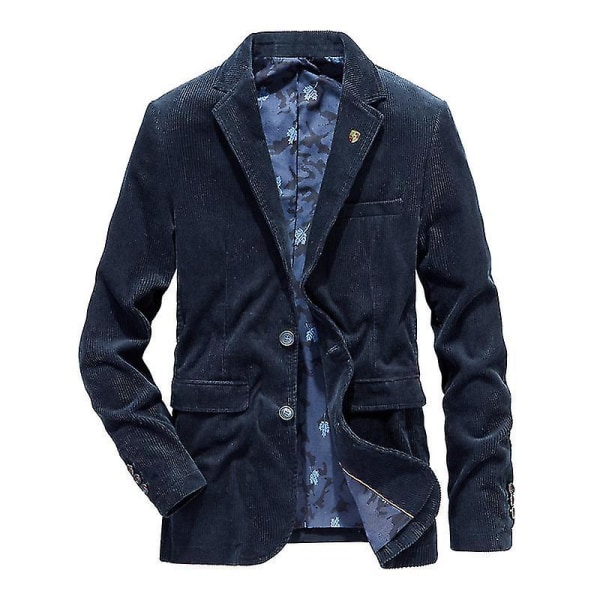 Herr vintage Casual Work Wear Manchester kostym Blazer Jacka Sport Coat Dark blue