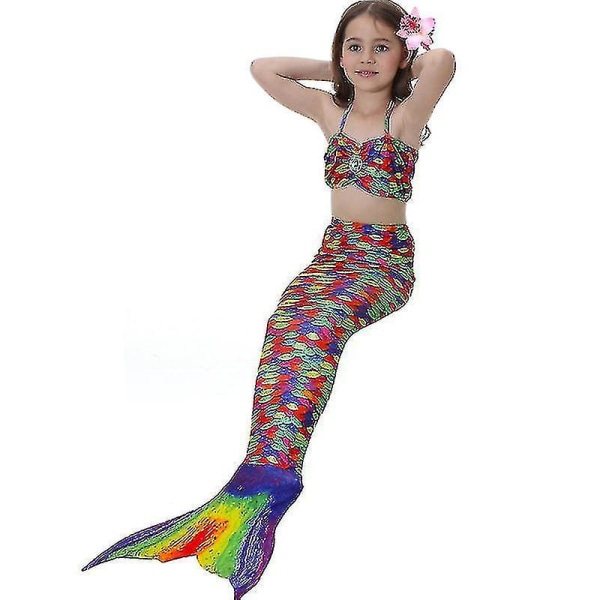 Barn Flickor Mermaid Tail Bikini Set Badkläder Baddräkt Simdräkt Multi