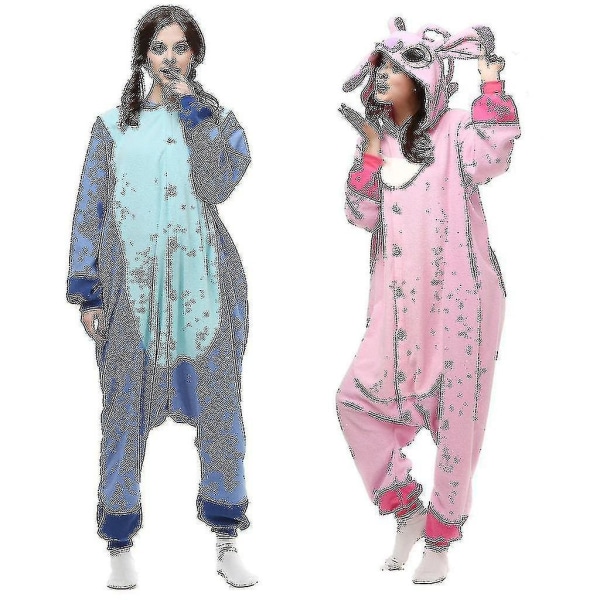 Stitch Kostym Pyjamas Onesie Anime Kid Vuxen Jumpsuit Nattkläder Animal Hoodie-y Pink