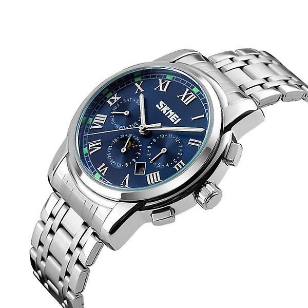 SKMEI 9121 Casual Herr Quartz Watch Lyx Armband i rostfritt stål Datumvisning