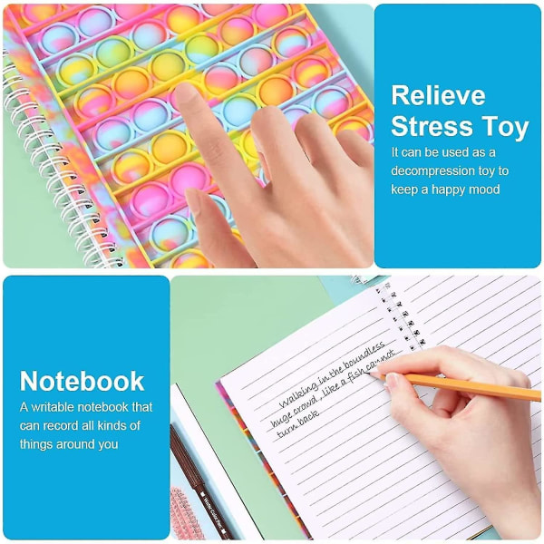 Fidget Popit Notebook Push Pop Bubble Fidget Sensoriska anteckningar för barn Skola Hem College Office2 Pack
