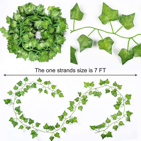 12 trådar konstgjord murgröna krans vinstockar hängande krans falska blad växter med 100 led strängar ljus