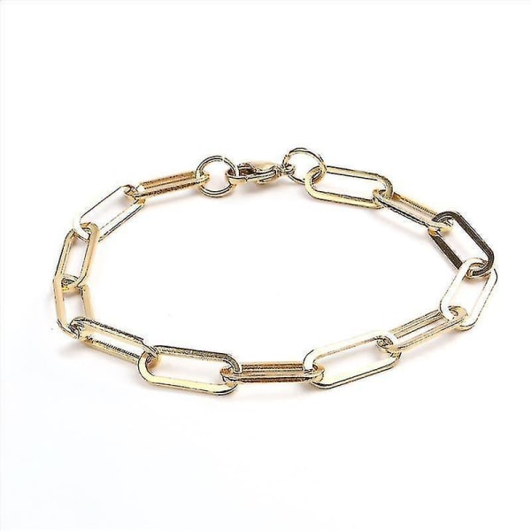 Rostfritt stål länkkabelkedja armband, ovala smycken, män (silver-6 mm)