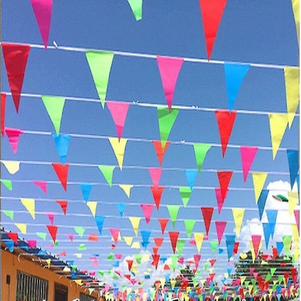 80 meter, färgglad partysparv Triangel Flagga Kedja Banner Vimpel Flaggor Hängande dekoration för Bi