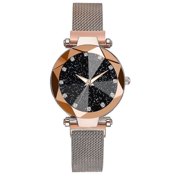 Dam Magnetic Starry Sky Clock Luxury Damklockor Diamond Female Quartz（Brun）