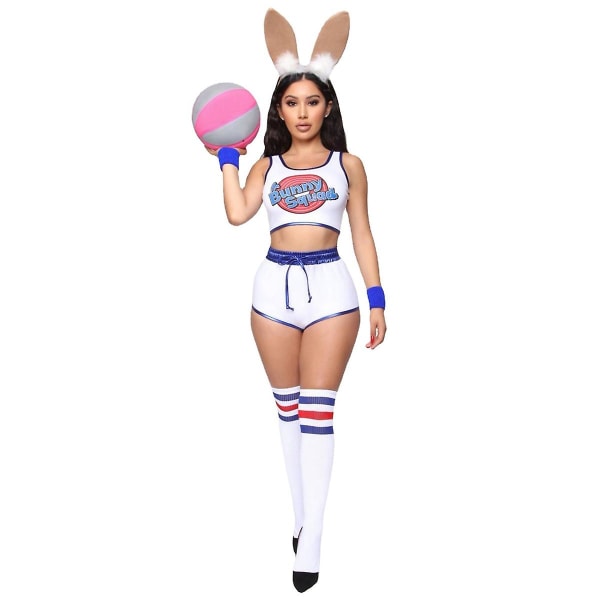 Squad Lola Bunny Rabbit Kostymer Cosplay Kostymer Toppbyxor För Dam Black 2XL White L