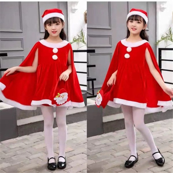 Toddler Girl Christmas Cosplay Santa Claus Dress Kostym Outfits 110cm 140cm