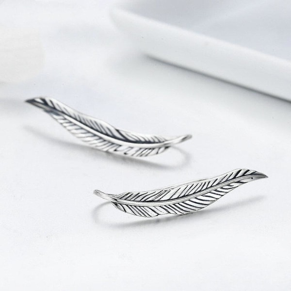 Silverplätering Vintage Feather Wings Cuff Drop örhängen för kvinnor Örhängen Smycken