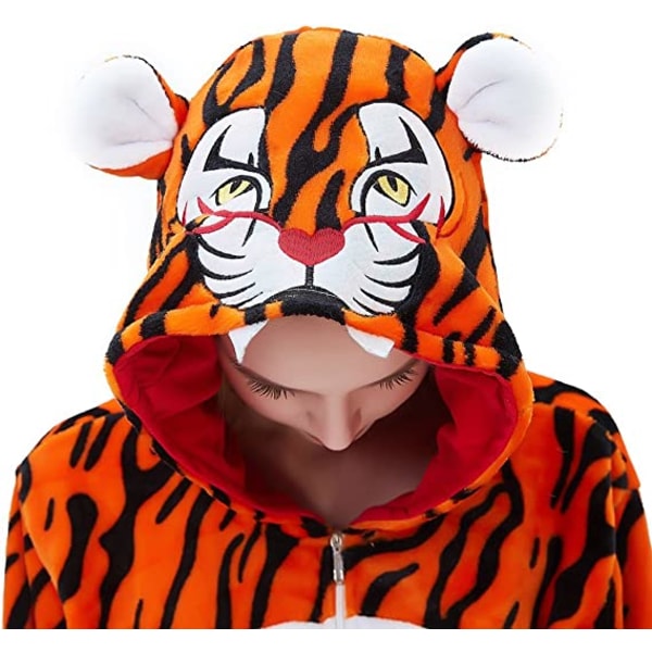 Fleece barn tiger onesie pyjamas jul halloween djur cosplay pyjamas kostym Tiger 100 yards
