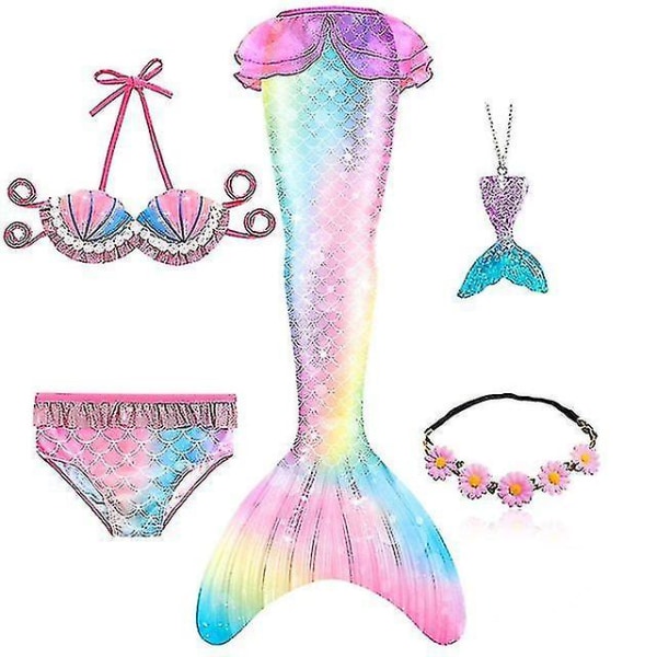 5 st/ set Girls Mermaid Tail Baddräkt Barndräkt Strandkläder Baddräkt Set C