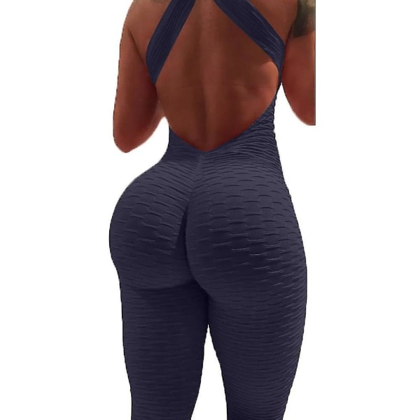 Yogadräkt för kvinnor Tiktok Scrunch Butt Criss Cross Yoga Fitness Gym Träning Hög midja kropp Royal Blue
