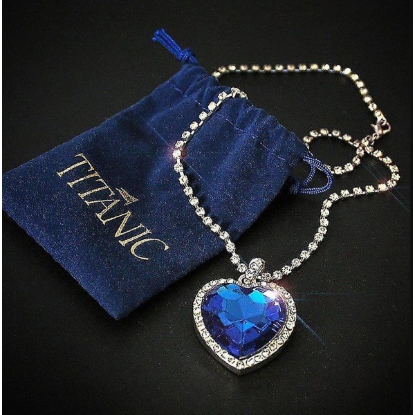 Titanic Heart Of Ocean Halsband För Kvinnor Peach Heart Blå Kristall Zirkon Smyckesset Kvinna Weddi