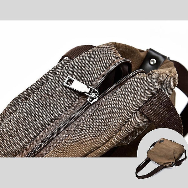 Messenger-väska med enkel axel med stor kapacitet i canvasväska med flera fack (svart)