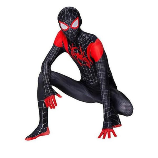 Vuxen Spider Man Superhjältedräkt Barn Miles Morales Cosplay black 190cm black 140cm