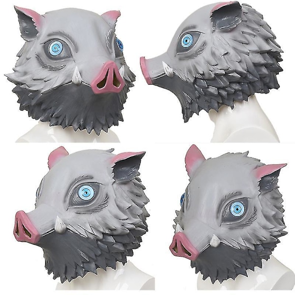 Anime Demon Slayer Kimetsu No Yaiba Hashibira Inosuke Cosplay Costume Pig Silikonmask Svarta strumpor