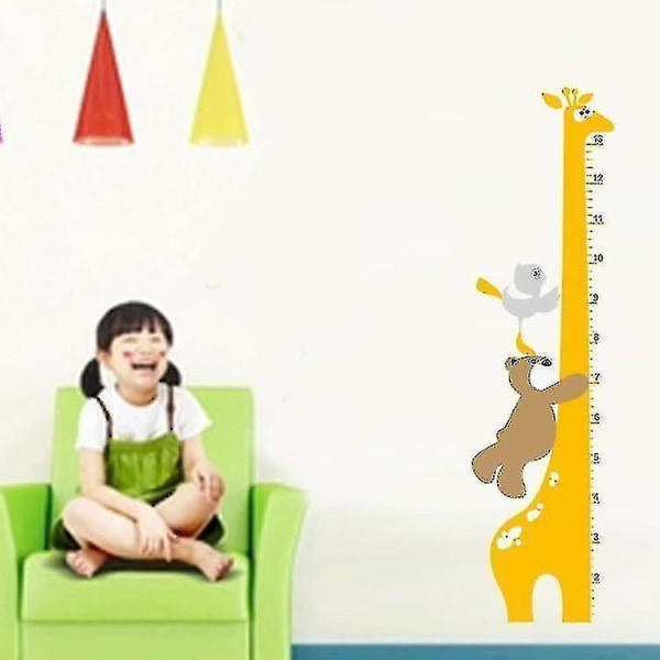 Little Bear Giraffe Höjddiagram Självhäftande Höjdmått Väggdekaler Tv-bakgrund Avtagbar