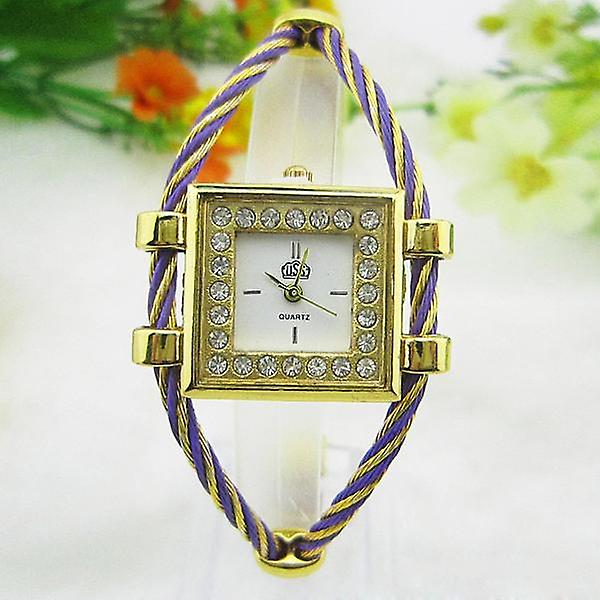 Crystal Square Dial Gold Case kvinnor Quartz Armband Watch