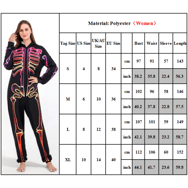 Halloween Skeleton Print Jumpsuit Förälder-Barn Cosplay kostym Mother XL Mother 3-4Y