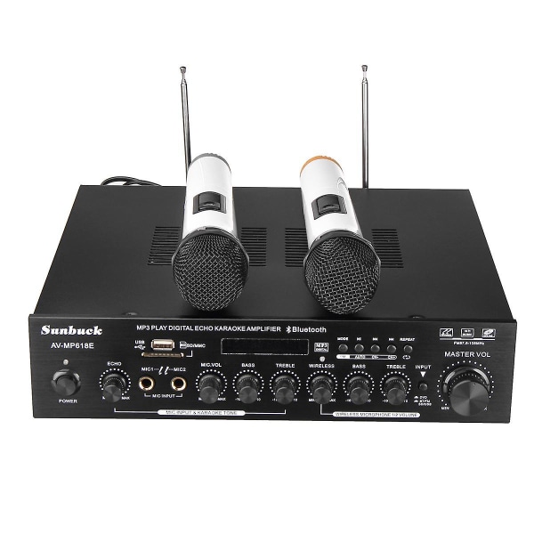 Sunbuck AV-MP618E 400W 2Ch bluetooth digital karaokeförstärkare trådlöst mikrofonmottagarsystem