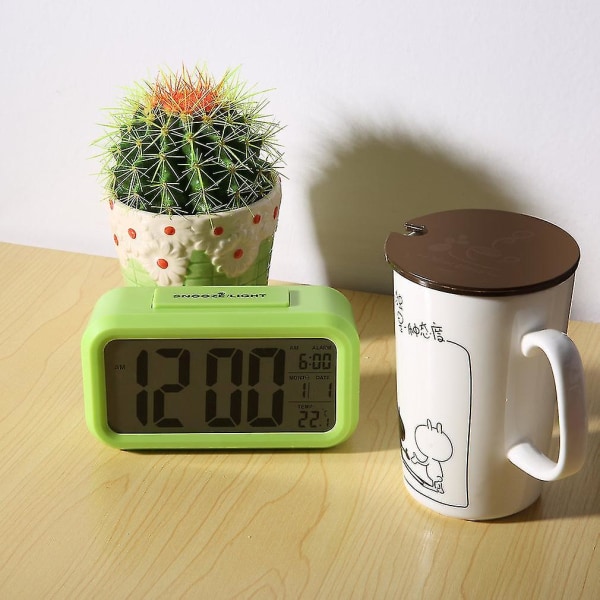 Led digital elektronisk väckarklocka bakgrundsbelysningstid med kalender + termometer