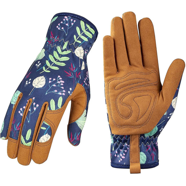 Trädgårdshandskar i läder för kvinnor - Arbetshandskar med elastisk handledsdesign