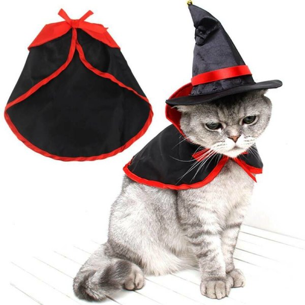 Pet Cat Small Dog Vampire Cape Cloak Halloween Cosplay Kostym hat hat