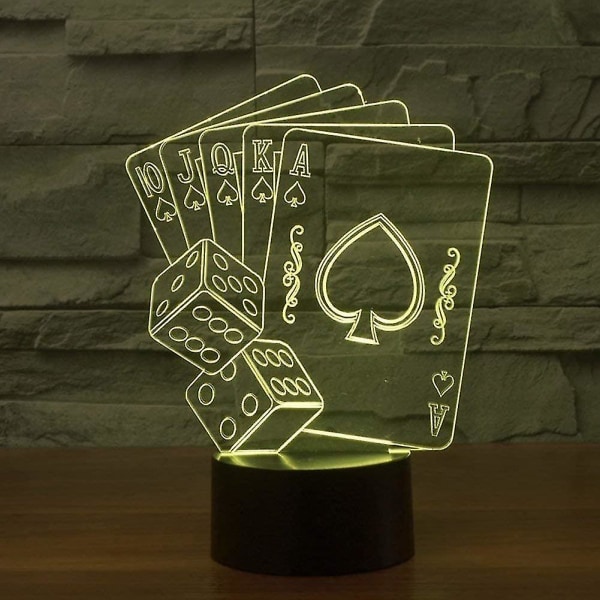 Optisk illusion 3d-spelkort Poker Nattljus 16 färger Ändra USB Power Fjärrkontroll Touc