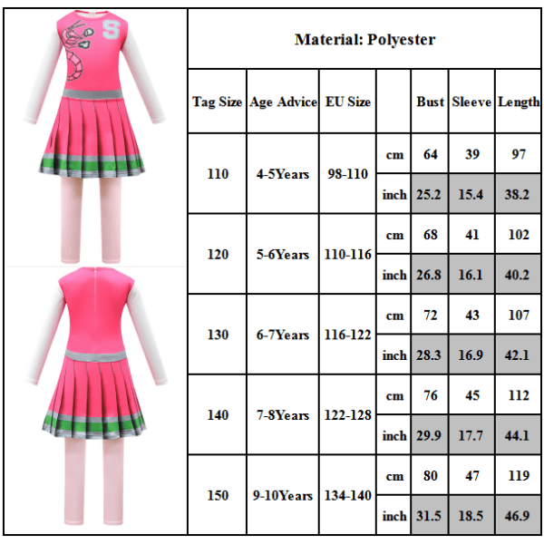 Halloween Cosplay Kostym Barn Flickor Cheerleader Swing Klänningar pink 150cm 110cm