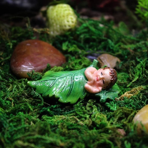 4st Polyresin Mini Size Sleeping Fairy Miniatyrfigurer, Fairy Garden Accessoarer, Fairy Garden