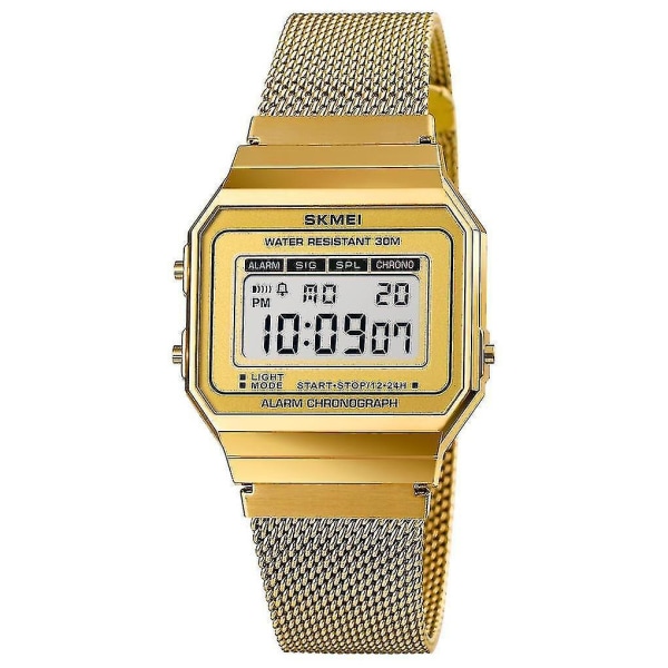 SKMEI 1660 Fashion Stoppur Luminous Display Herr Vattentät watch Mesh rem D