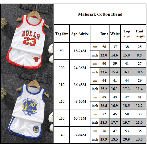 Baskettröja Training Suit Kits Tank Top Shirt + Shorts Set Svart Röd BULLS 23 Gul LAKERS 24 24-36 Månader