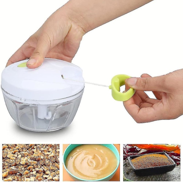 Manuell Food Chopper Hand Pull Mincer Blender Mixer Matberedare