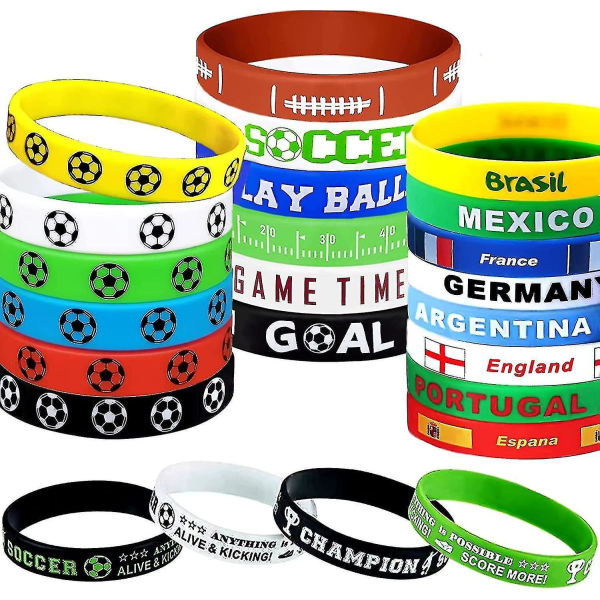 24st Fotbollsarmband Armband Fotboll Silikonarmband Fotboll Sport Armband Bulk Footba