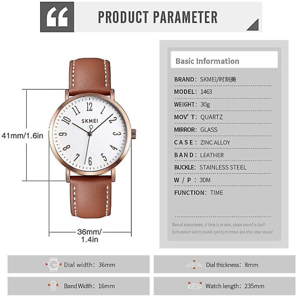 Mode Watch, Lady Simple Leather Quartz Watches Ultratunna Vattentäta Analoga  klockor db64 | Fyndiq