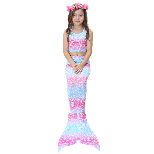 3 ST Kids Girls Mermaid Cosplay Kostym Halloween Party Multicolor 140cm Blue Pink 120cm