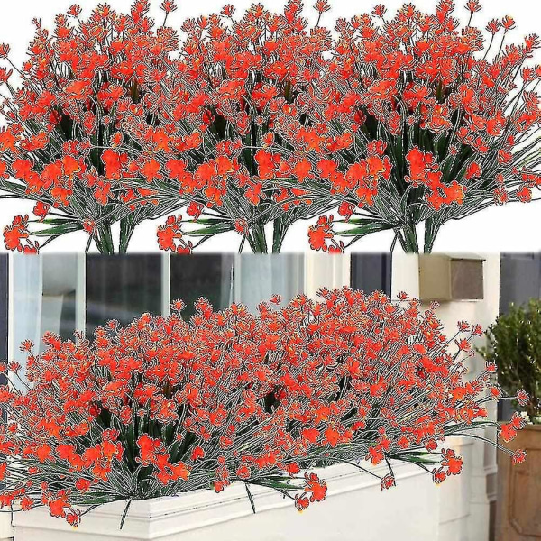 8 buntar utomhus konstgjorda falska blommor buskar UV-resistenta växter, konstgjord plastgrönska
