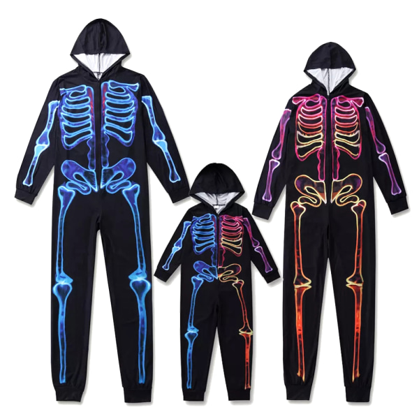 Halloween Skeleton Print Jumpsuit Förälder-Barn Cosplay kostym Mother XL child L