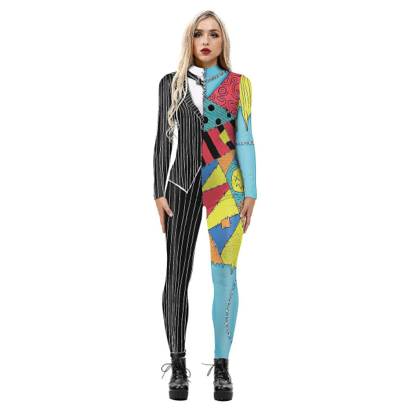 Kvinnor 3d- printed Cosplay Jumpsuit Carnival Halloween Party Cyberpunk Playsuit Fancy Dress Kostym Y M S