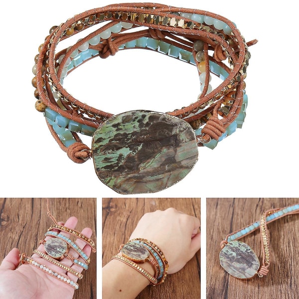 Bohemian Stone Crystal Armband Healing Bead Pendant Chain Armband Smycken
