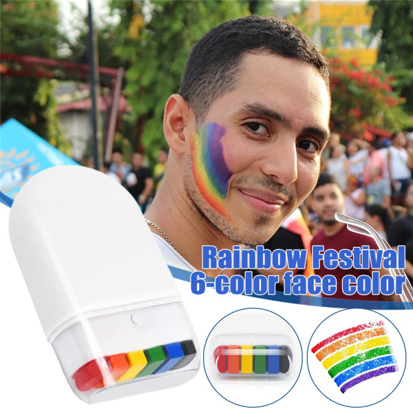 Rainbow Stripe Face Body Paint Pensel Stick för Pride Day Parade Cosplay Party Makeup